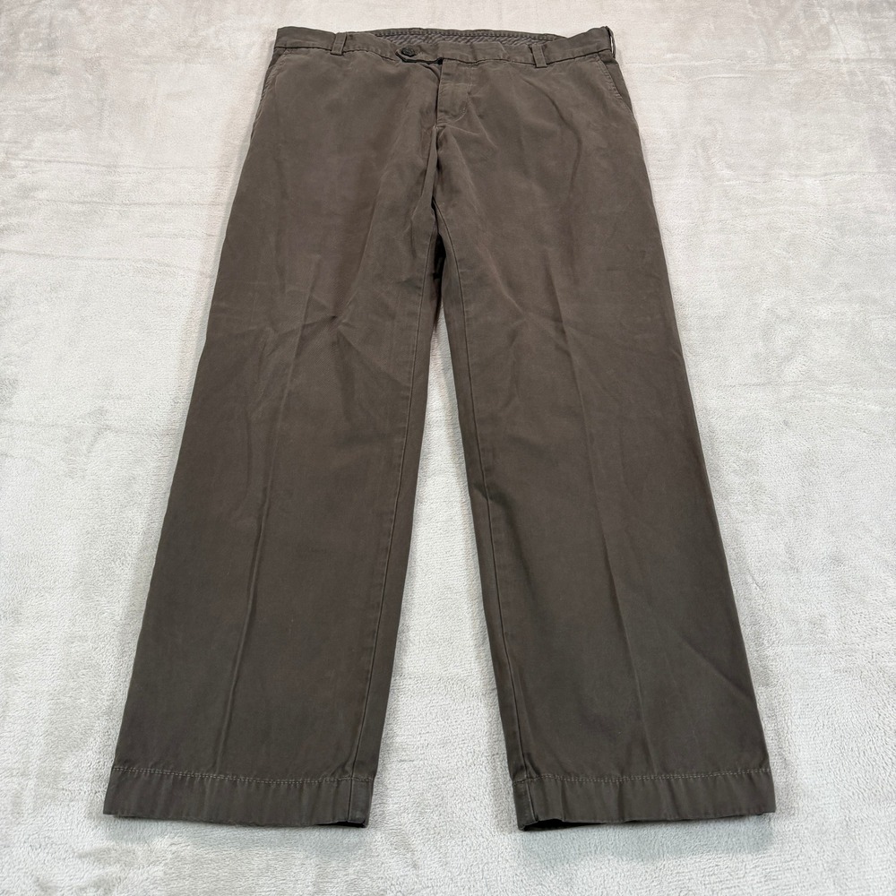Brooks Brothers Milano Chino Pants Mens 36x30 Brown 100% Cotton Flat Front Slim